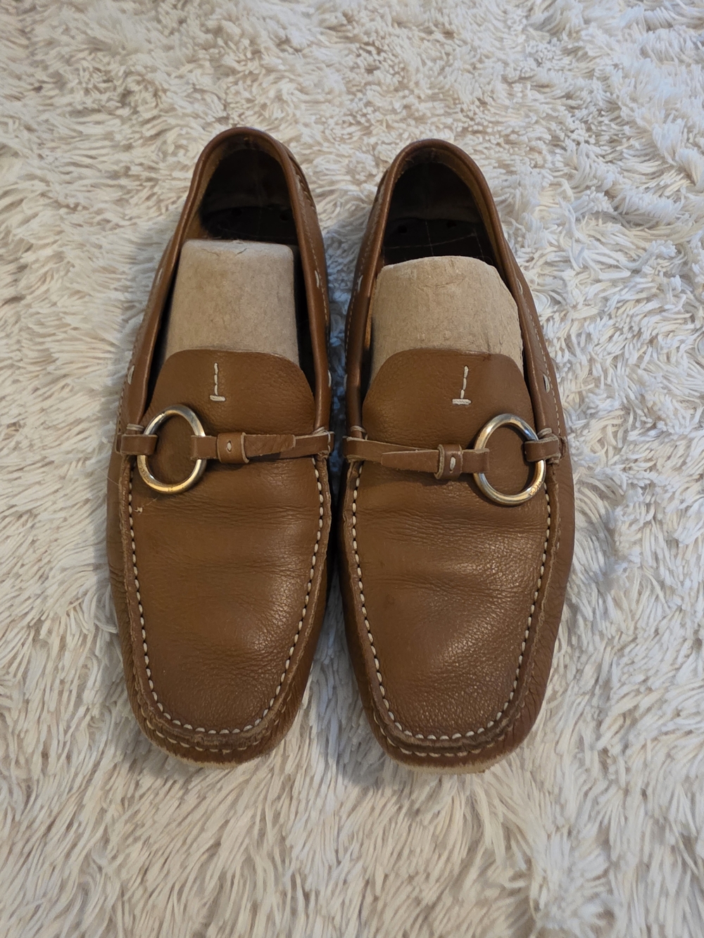 PRADA Women's  Camel Leather Bit Loafers with Padded Driving Sole - EU Size 36
